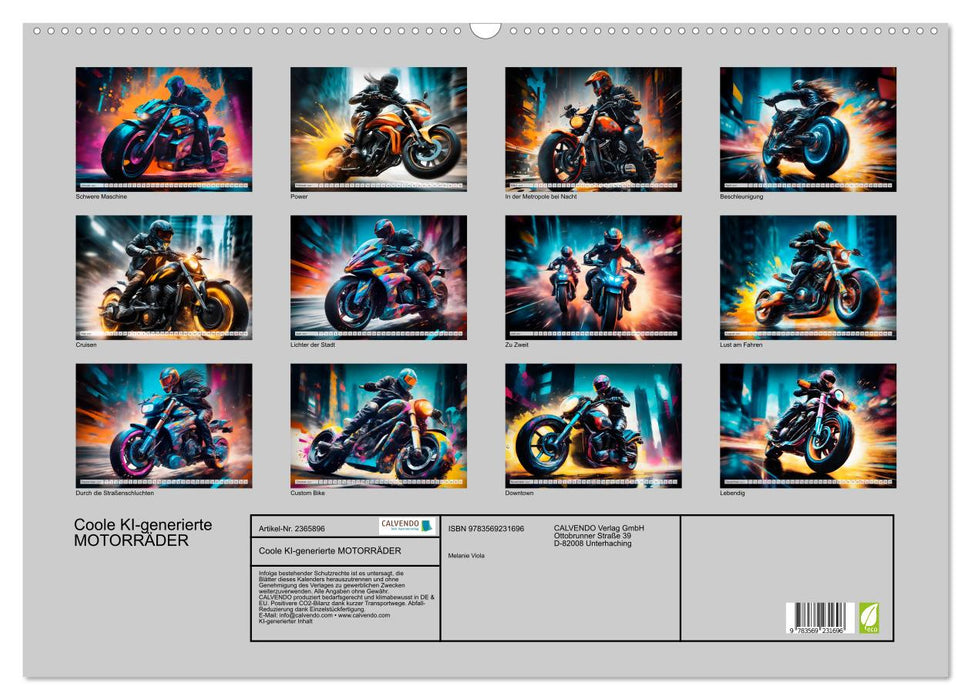 Coole KI-generierte MOTORRÄDER (CALVENDO Wandkalender 2027)