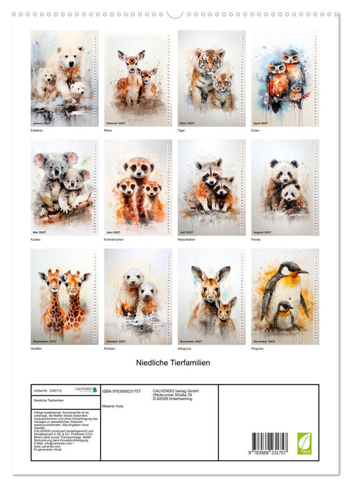 Niedliche Tierfamilien (CALVENDO Premium Wandkalender 2027)