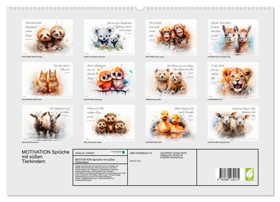 MOTIVATION Sprüche mit süßen Tierkindern (CALVENDO Premium Wandkalender 2027)