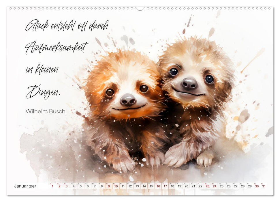 MOTIVATION Sprüche mit süßen Tierkindern (CALVENDO Premium Wandkalender 2027)
