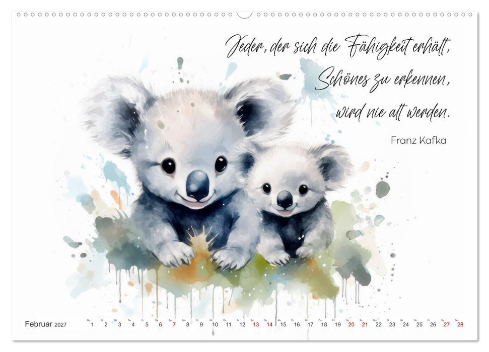 MOTIVATION Sprüche mit süßen Tierkindern (CALVENDO Premium Wandkalender 2027)