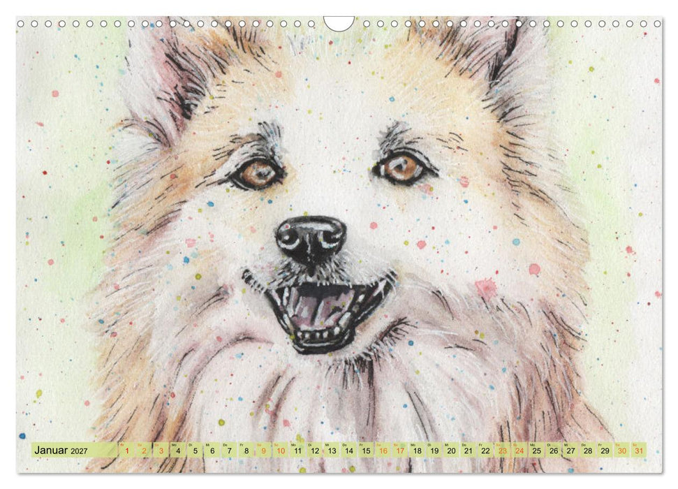 Hundeporträts in Aquarell (CALVENDO Wandkalender 2027)