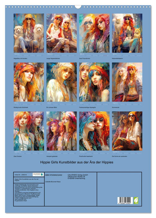 Hippie Girls Kunstbilder aus der Ära der Hippies (CALVENDO Wandkalender 2027)