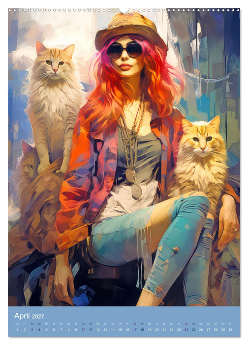 Hippie Girls Kunstbilder aus der Ära der Hippies (CALVENDO Wandkalender 2027)