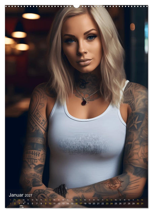 Tattoo Schönheiten - zwölf Monate, zwölf Frauen und jede Menge Tattoos (CALVENDO Premium Wandkalender 2027)