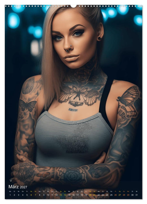 Tattoo Schönheiten - zwölf Monate, zwölf Frauen und jede Menge Tattoos (CALVENDO Premium Wandkalender 2027)