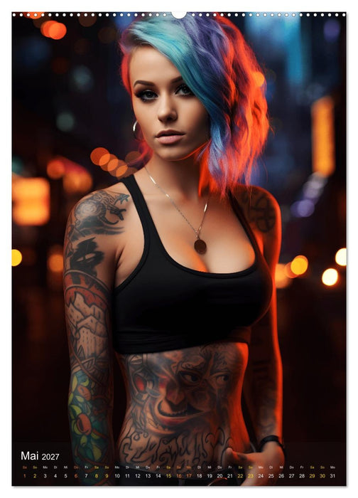 Tattoo Schönheiten - zwölf Monate, zwölf Frauen und jede Menge Tattoos (CALVENDO Premium Wandkalender 2027)