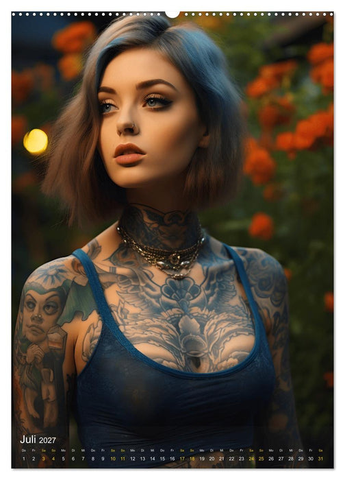Tattoo Schönheiten - zwölf Monate, zwölf Frauen und jede Menge Tattoos (CALVENDO Premium Wandkalender 2027)