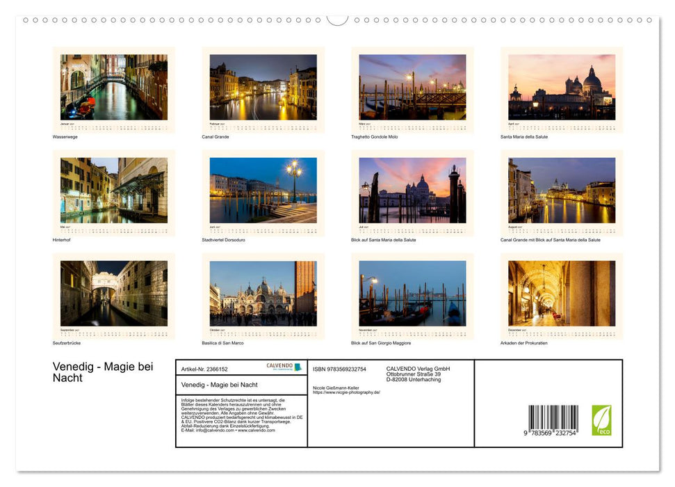Venedig - Magie bei Nacht (CALVENDO Premium Wandkalender 2027)