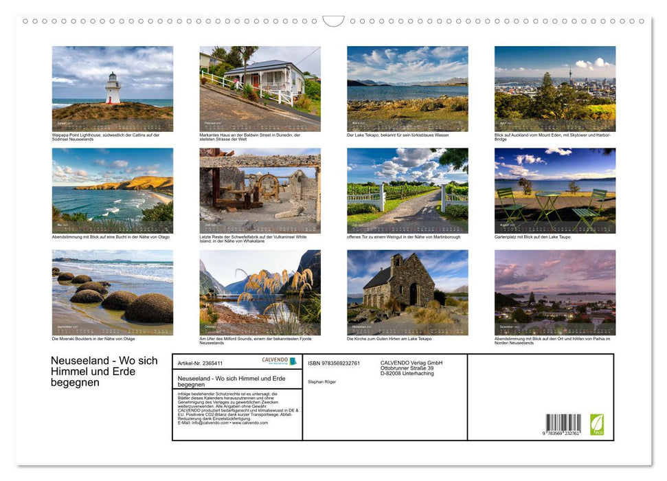 Neuseeland - Wo sich Himmel und Erde begegnen (CALVENDO Wandkalender 2027)