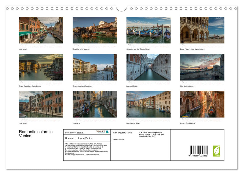 Romantic colors in Venice (CALVENDO Monthly Calendar 2027)