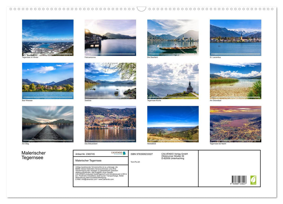Malerischer Tegernsee (CALVENDO Wandkalender 2027)