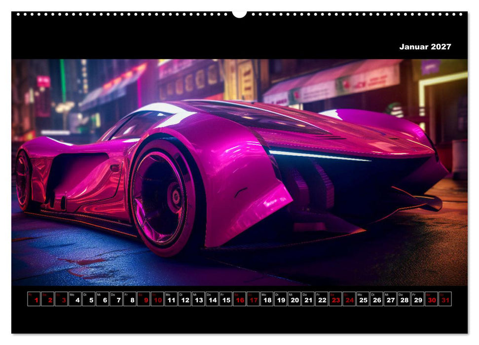 Surreale Cyber Cars (CALVENDO Wandkalender 2027)