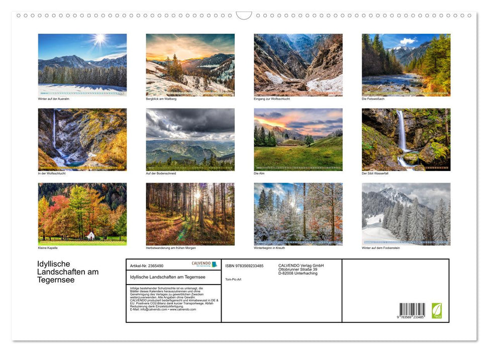 Idyllische Landschaften am Tegernsee (CALVENDO Wandkalender 2027)