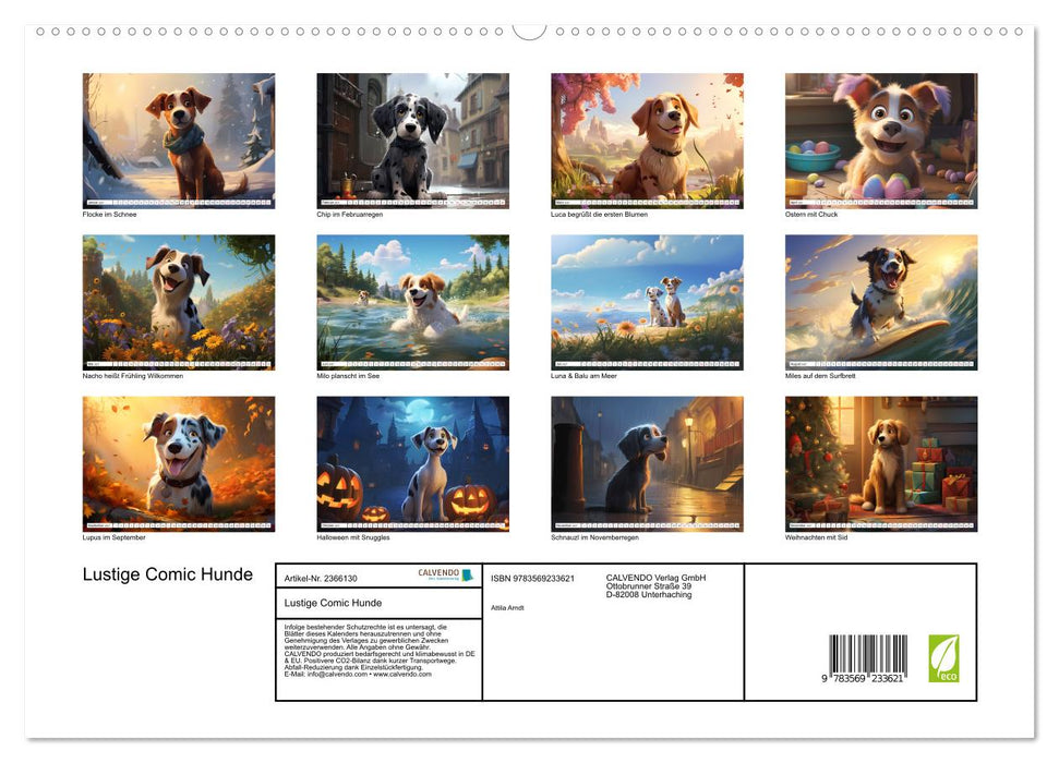 Lustige Comic Hunde (CALVENDO Premium Wandkalender 2027)