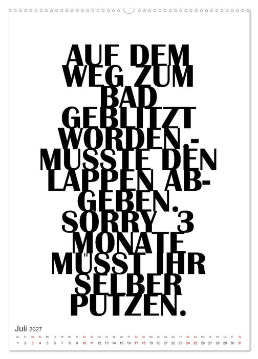 Und täglich grüßt die Hausarbeit (CALVENDO Premium Wandkalender 2027)