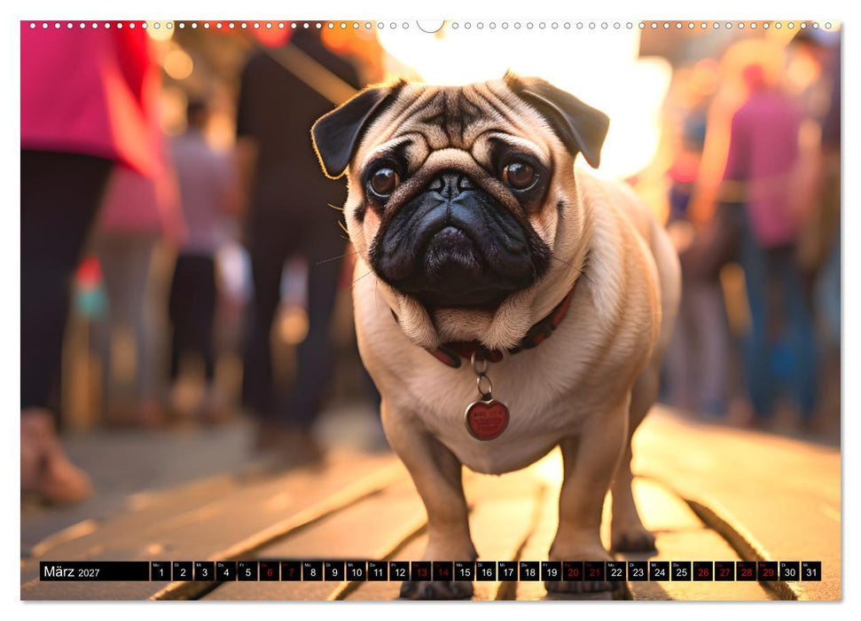 Kleine Helden - eine Hommage an die Mopsrasse (CALVENDO Premium Wandkalender 2027)