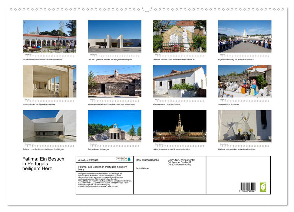 Fatima: Ein Besuch in Portugals heiligem Herz (CALVENDO Wandkalender 2027)
