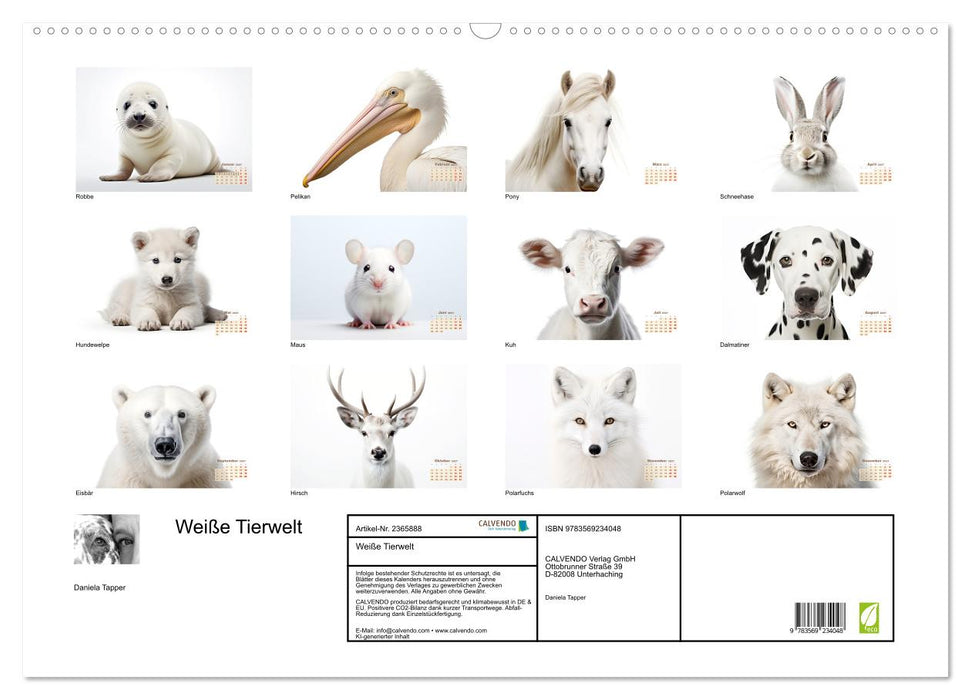 Weiße Tierwelt (CALVENDO Wandkalender 2027)