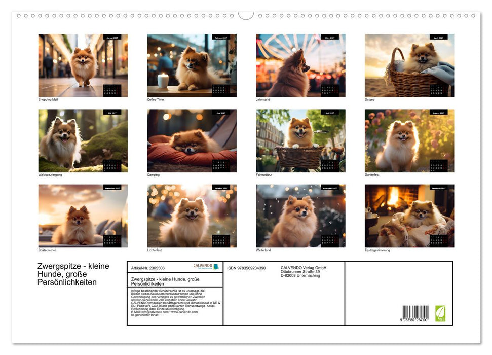 Zwergspitze - kleine Hunde, große Persönlichkeiten (CALVENDO Wandkalender 2027)