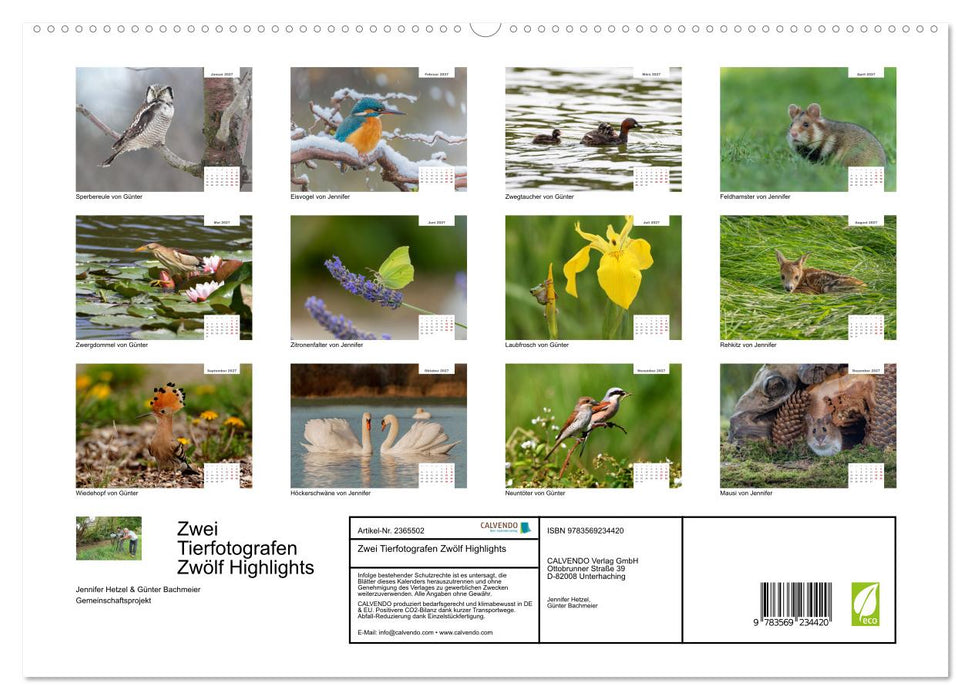 Zwei Tierfotografen Zwölf Highlights (CALVENDO Premium Wandkalender 2027)