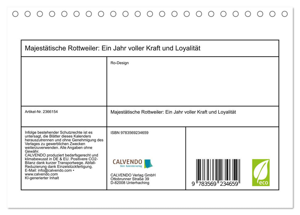 Majestätische Rottweiler: Ein Jahr voller Kraft und Loyalität (CALVENDO Wandkalender 2027)