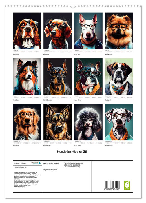 Hunde im Hipster Stil (CALVENDO Premium Wandkalender 2027)