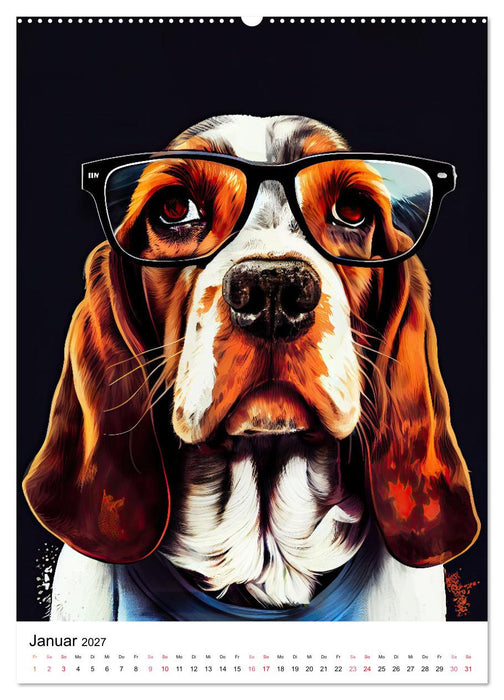 Hunde im Hipster Stil (CALVENDO Premium Wandkalender 2027)