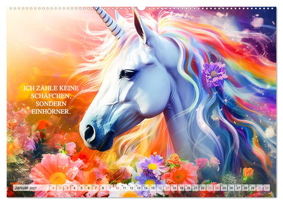 Einhorn und coole Sprüche (CALVENDO Wandkalender 2027)