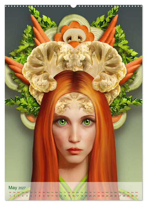 Food Fashion - surreal women's portraits with fruit and vegetable (CALVENDO Monthly Calendar 2027)