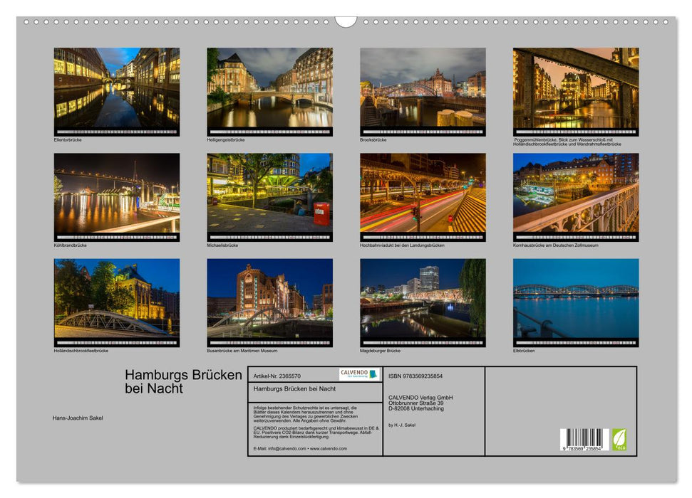 Hamburgs Brücken bei Nacht (CALVENDO Wandkalender 2027)