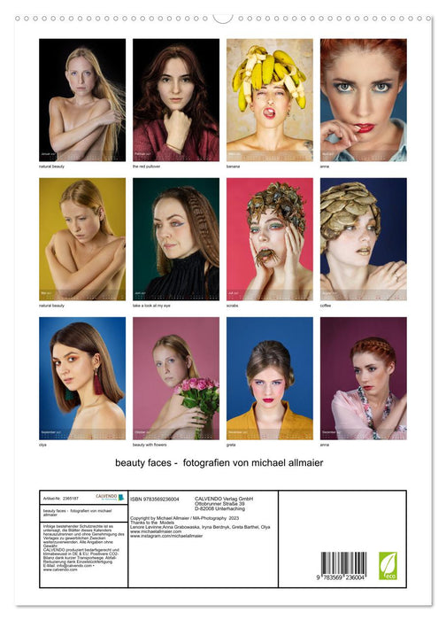 beauty faces - fotografien von michael allmaier (CALVENDO Premium Wandkalender 2027)