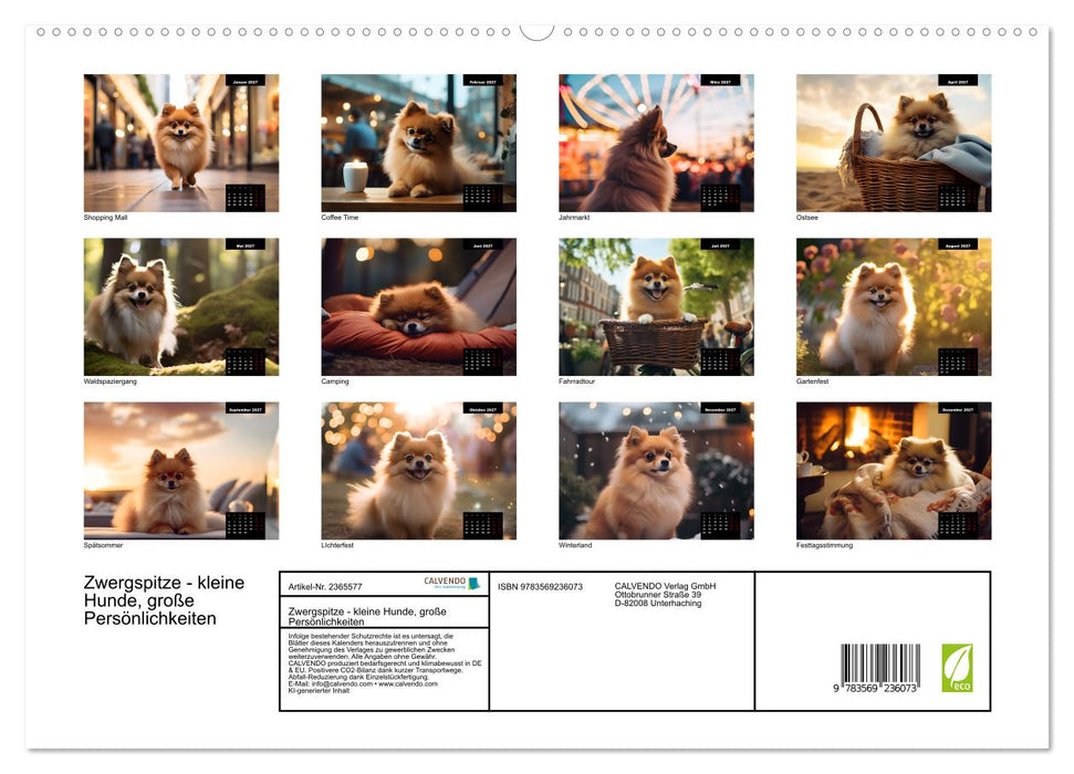 Zwergspitze - kleine Hunde, große Persönlichkeiten (CALVENDO Premium Wandkalender 2027)