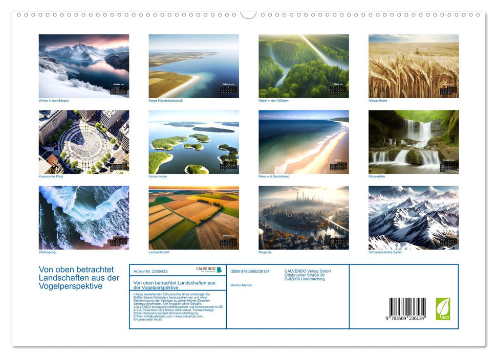 Von oben betrachtet Landschaften aus der Vogelperspektive (CALVENDO Premium Wandkalender 2027)