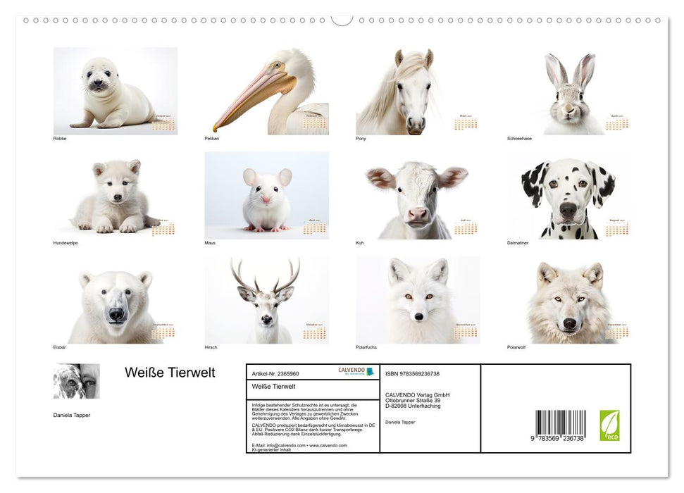 Weiße Tierwelt (CALVENDO Premium Wandkalender 2027)