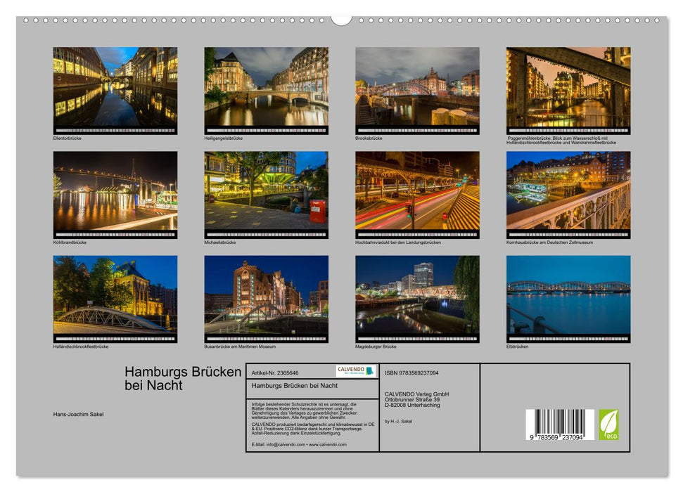 Hamburgs Brücken bei Nacht (CALVENDO Premium Wandkalender 2027)