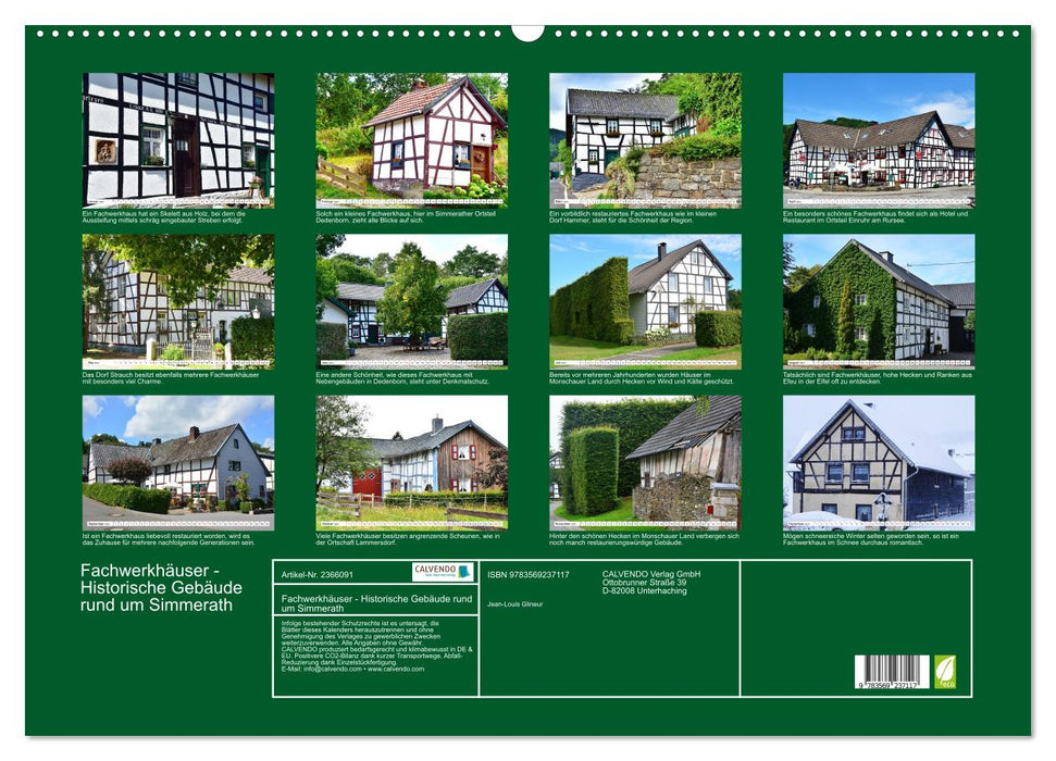 Fachwerkhäuser - Historische Gebäude rund um Simmerath (CALVENDO Wandkalender 2027)