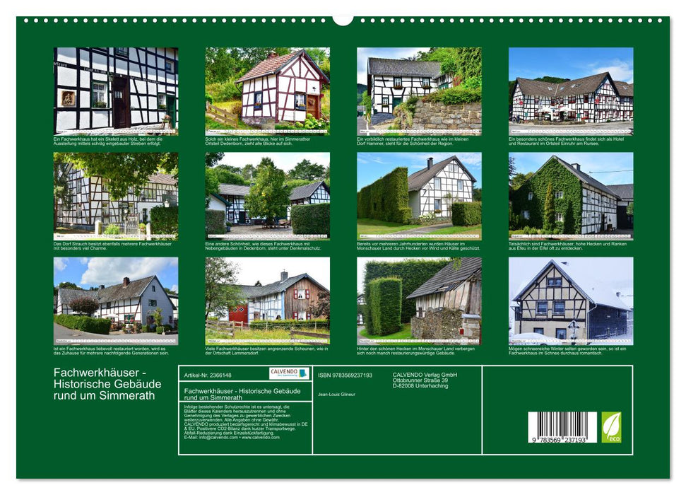 Fachwerkhäuser - Historische Gebäude rund um Simmerath (CALVENDO Premium Wandkalender 2027)