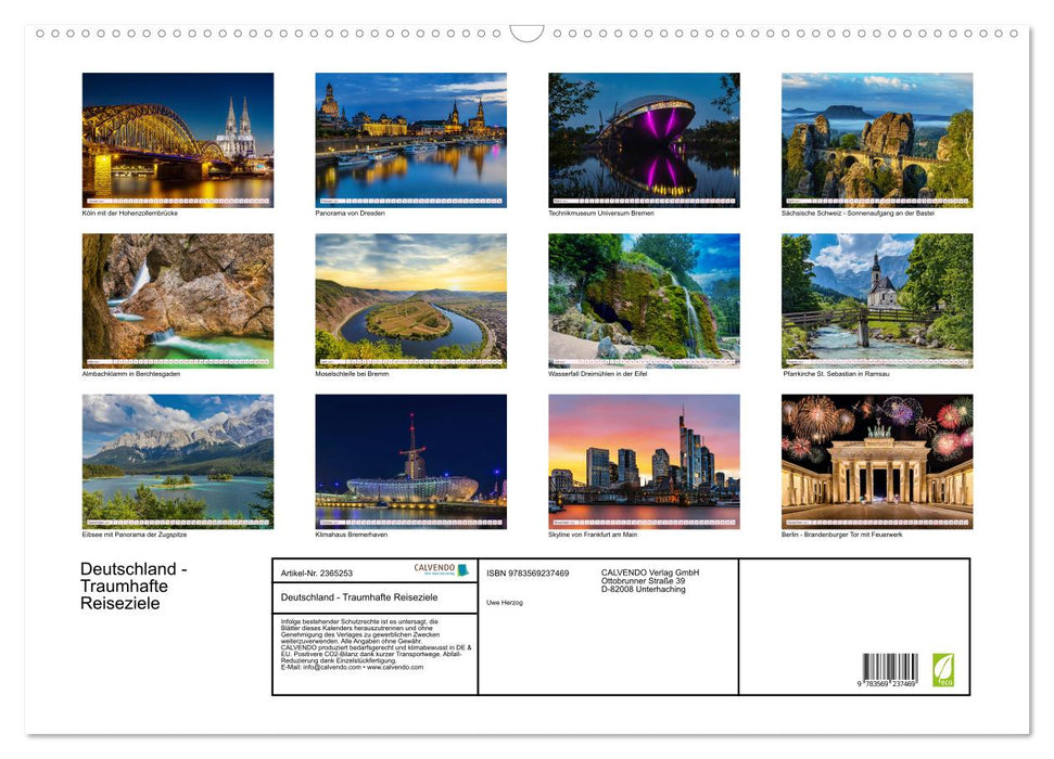 Deutschland - Traumhafte Reiseziele (CALVENDO Wandkalender 2027)