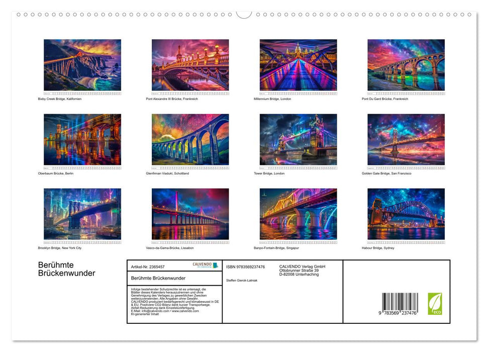 Berühmte Brückenwunder (CALVENDO Premium Wandkalender 2027)