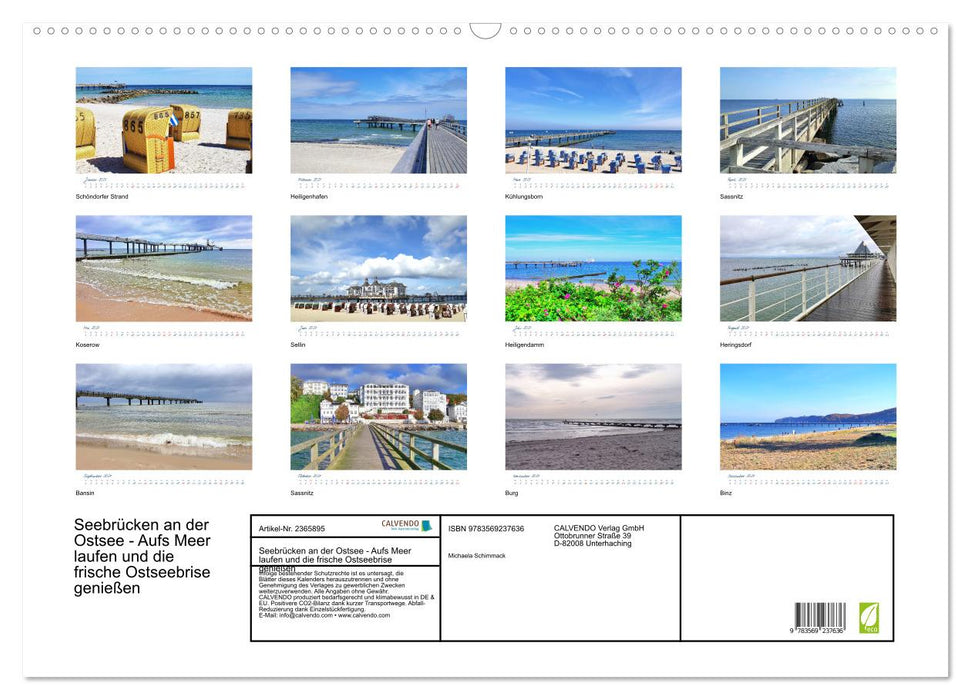 Seebrücken an der Ostsee - Aufs Meer laufen und die frische Ostseebrise genießen (CALVENDO Wandkalender 2027)