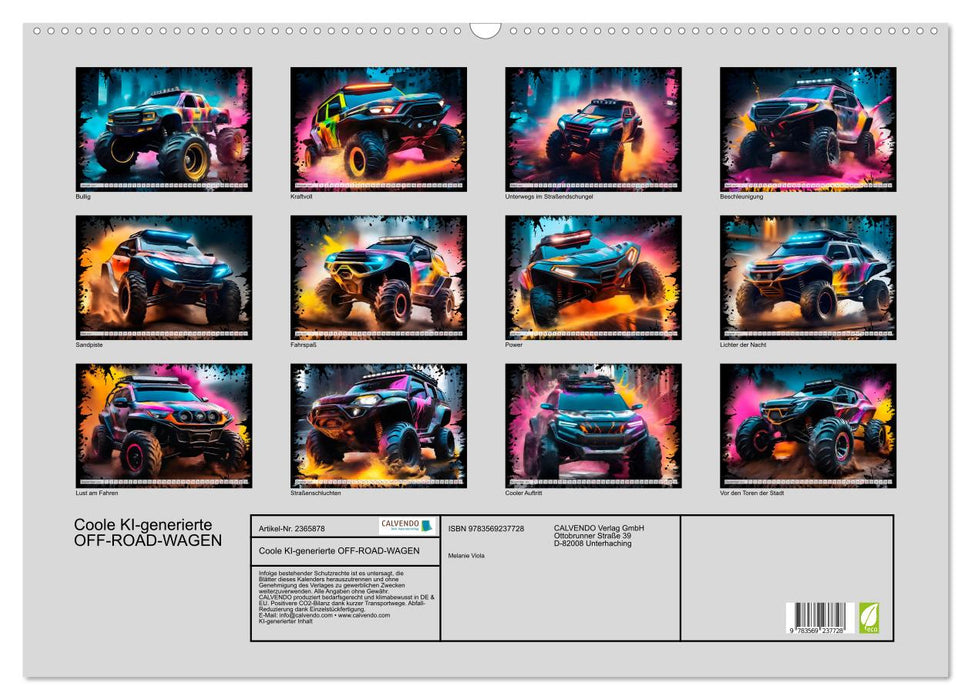 Coole KI-generierte OFF-ROAD-WAGEN (CALVENDO Wandkalender 2027)