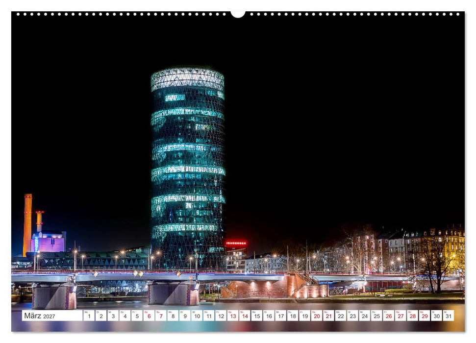 Frankfurt am Main - at night (CALVENDO Premium Wandkalender 2027)