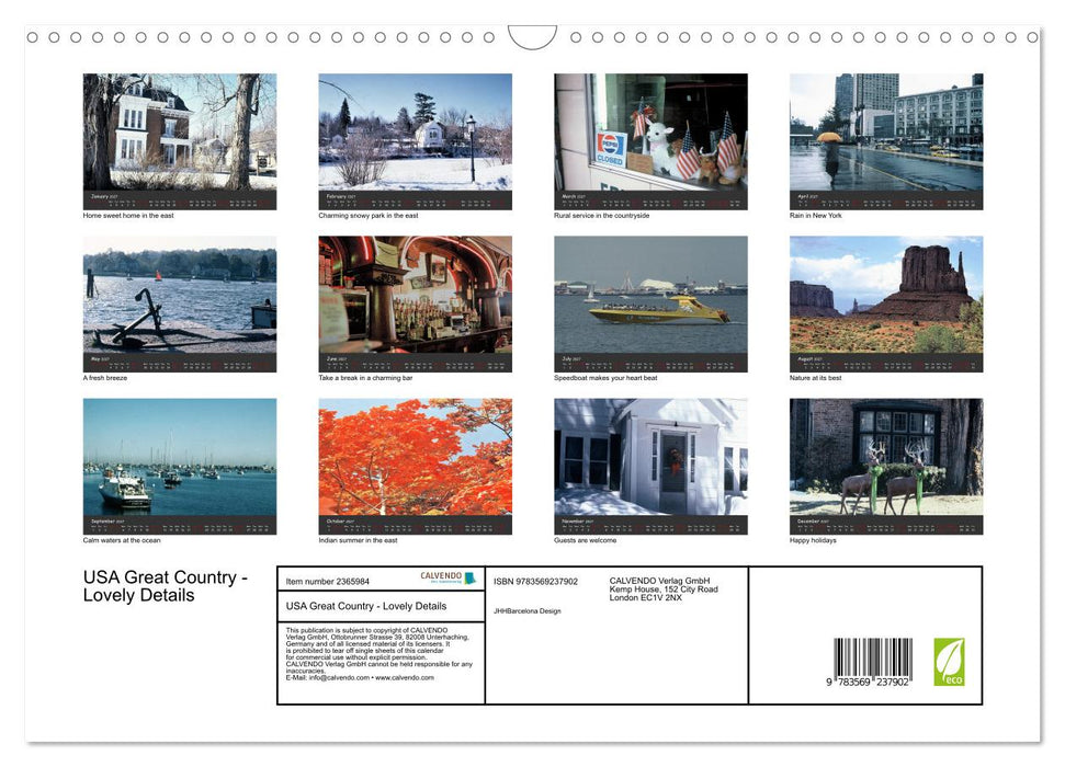 USA Great Country - Lovely Details (CALVENDO Monthly Calendar 2027)