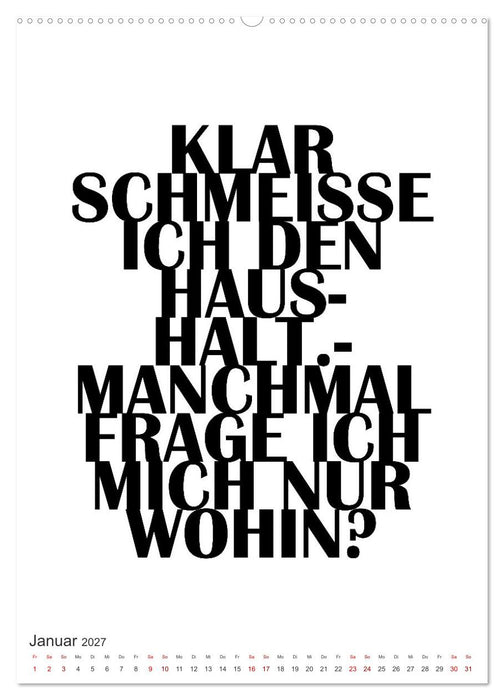 Und täglich grüßt die Hausarbeit (CALVENDO Wandkalender 2027)
