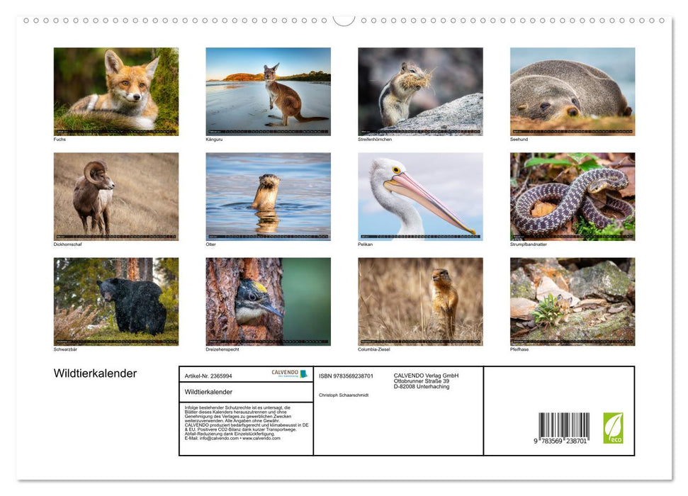 Wildtierkalender (CALVENDO Premium Wandkalender 2027)