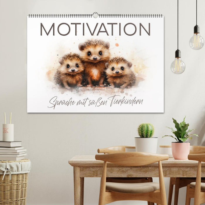 MOTIVATION Sprüche mit süßen Tierkindern (CALVENDO Wandkalender 2027)