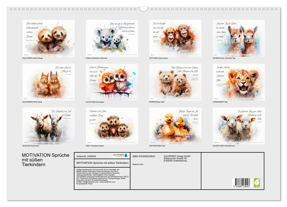 MOTIVATION Sprüche mit süßen Tierkindern (CALVENDO Wandkalender 2027)