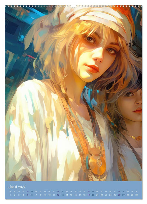 Hippie Girls Kunstbilder aus der Ära der Hippies (CALVENDO Premium Wandkalender 2027)