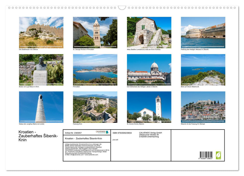 Kroatien - Zauberhaftes Šibenik-Knin (CALVENDO Wandkalender 2027)